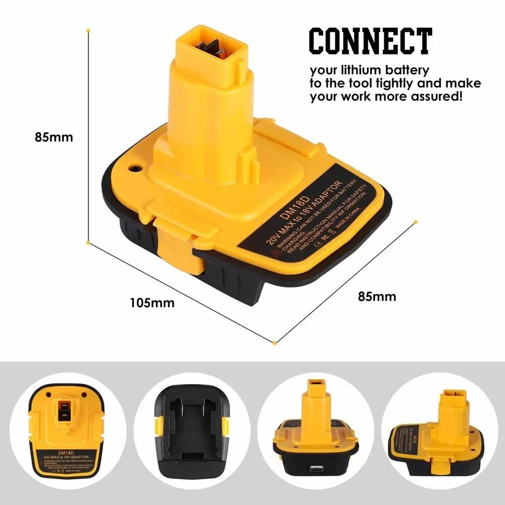 USB 変換付きバッテリーアダプター DeWalt 20V ミルウォーキー 18V リチウムバッテリーから DeWalt NiCad & NiMh バッテリー電動工具用