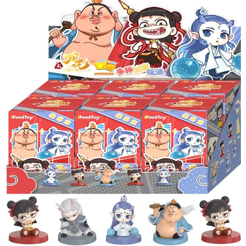 Movie Ne Zha 2 Blind Box Ornament Ao Guang Ao Bing Nezha Tai Yi Anime Action Figure Surprise Box Kids Peripherals Birthday Gifts