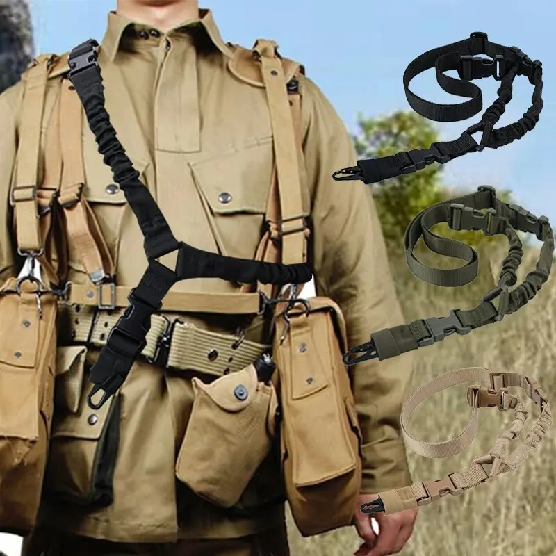 Ein taktischer Nylon-Einzelpunktschlinge mit schnell verstellbarer Schnalle, geeignet für Jagd- und Outdoor-Aktivitäten.