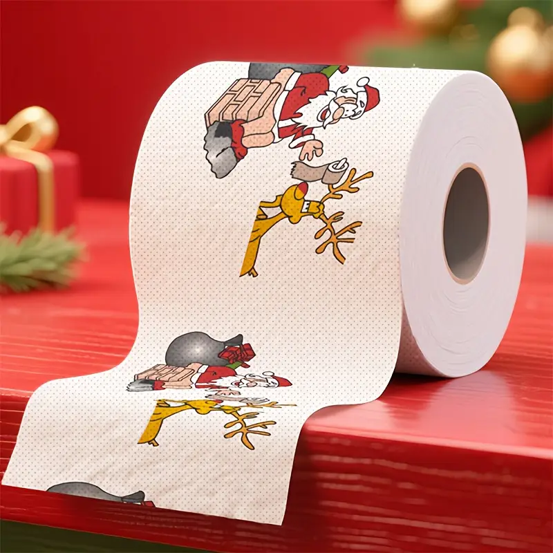 Colorful Christmas Cartoon Pattern Tissue Roll - Household Toilet Paper Christmas Decorations