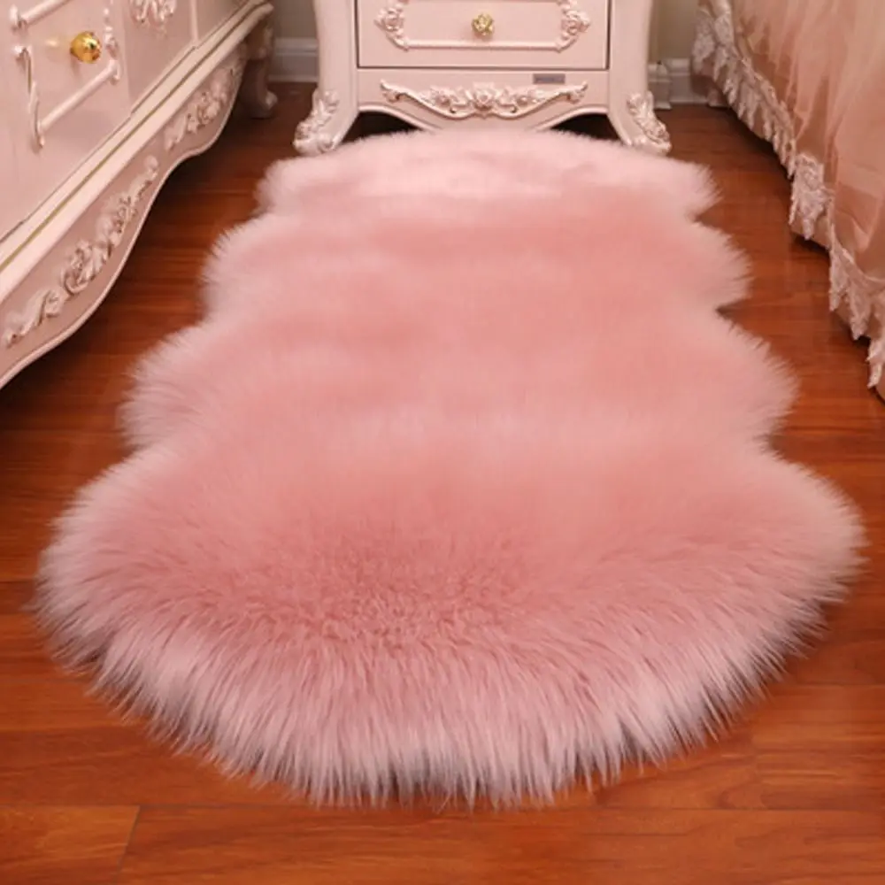 Alfombra de pelo largo de piel de oveja Artificial, alfombrilla suave y esponjosa de lana de imitación, alfombras peludas, decoración del hogar