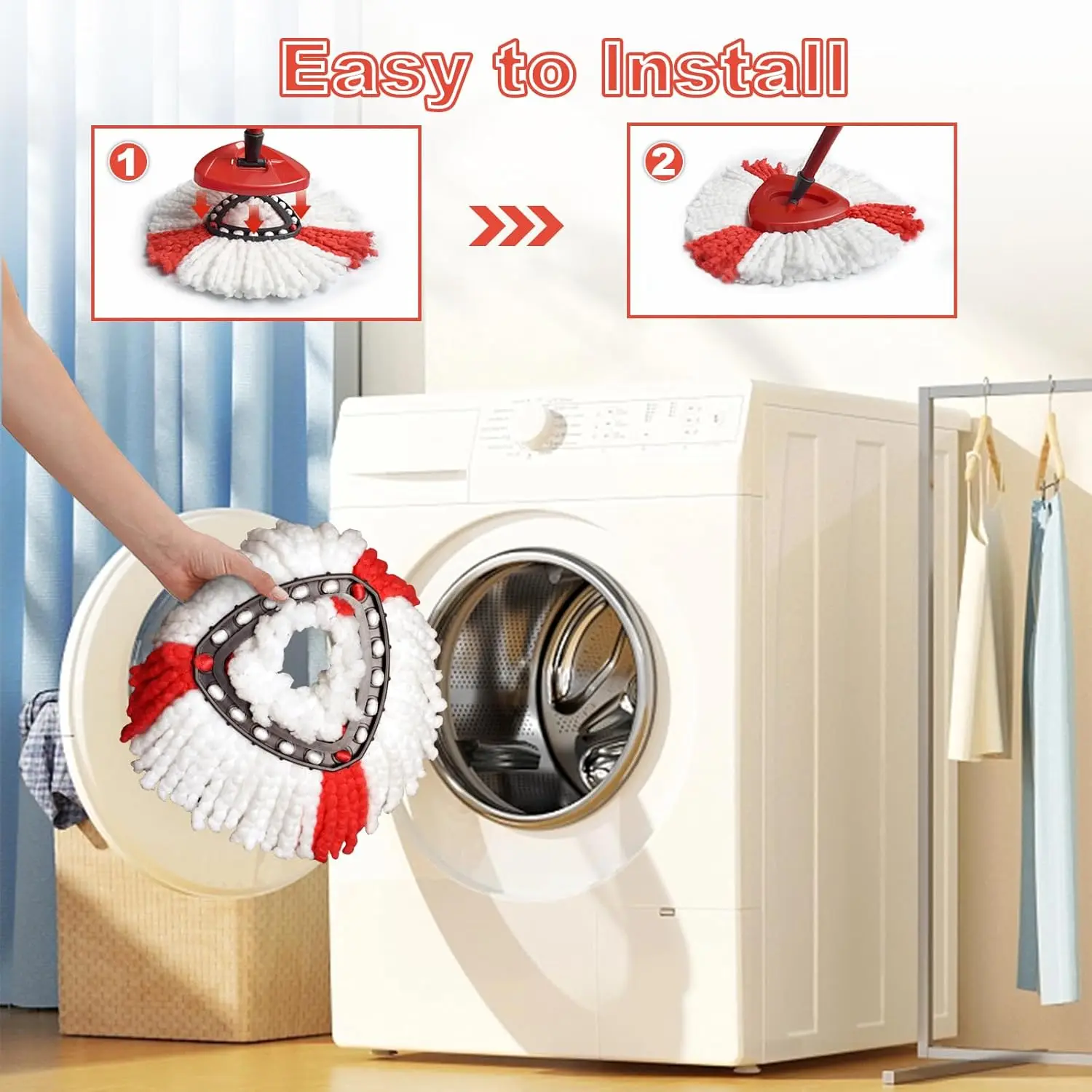 Microfibre Mop for Vileda Turbo 2-in-1, Mop Head for Vileda Turbo Spin Mops Easy Wringing 2-in-1, Spin Mop For All Floor Types