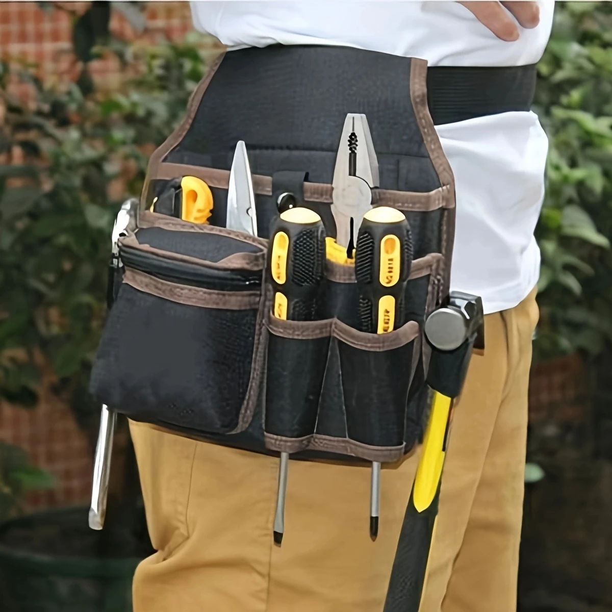 Bolsa de herramientas para herrajes y electricistas, bolsa multiusos para colgar en la cintura, bolsa de mantenimiento, riñonera para electricista. Una pieza.