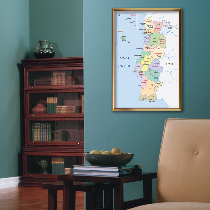 42*59cm w portugalskiej mapie dystrybucji portugalskiego płótna plakat artystyczny ściennego do malowania w szkole dostarcza dekoracji salonu