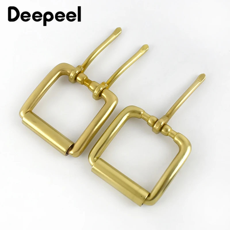 1pc 40mm fivela de cinto de bronze sólido para cintos masculinos ajustador fechos único agulha dupla pino fivelas diy acessórios de ferragem