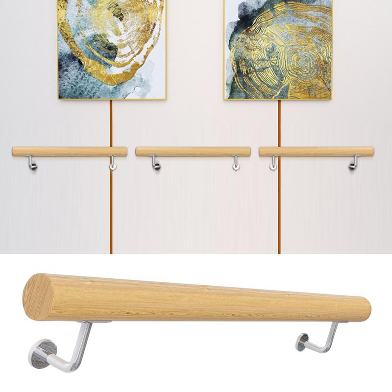 Corrimão da escada interior montado na parede corrimão de mão ergonômico corrimão de madeira para casa varanda deck porta dentro e