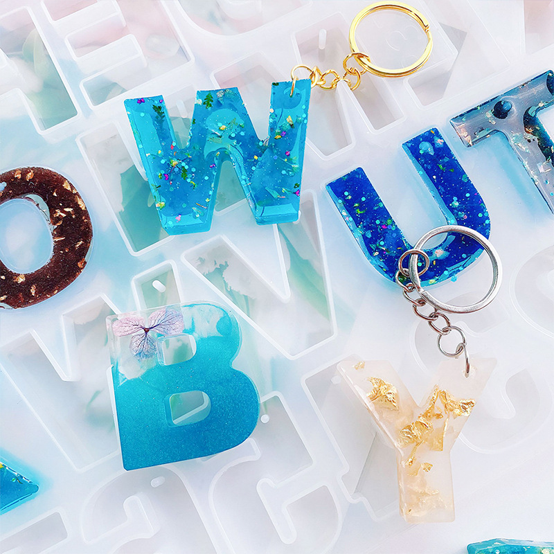 アルファベットエポキシ樹脂シリコーン型 DIY レターナンバーペンダント樹脂型キーホルダーイヤリングエポキシ樹脂ジュエリー工芸品鋳型