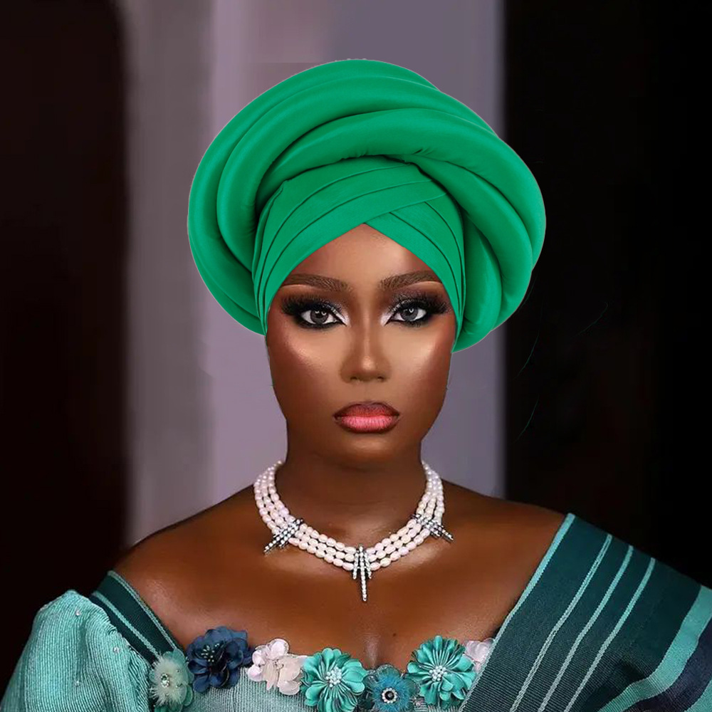 Twisted Braid Turban Cap für Frauen afrikanische Dame Kopf wickelt Nigeria Rohseide Autogele Headtie muslimischen Hut Party Kopf bedeckung Turbante