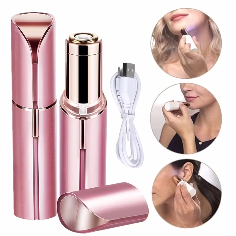 Depiladora facial para mujer, afeitadora de lápiz labial, recortador de cejas eléctrico USB, Mini afeitadora, novedad de 2024