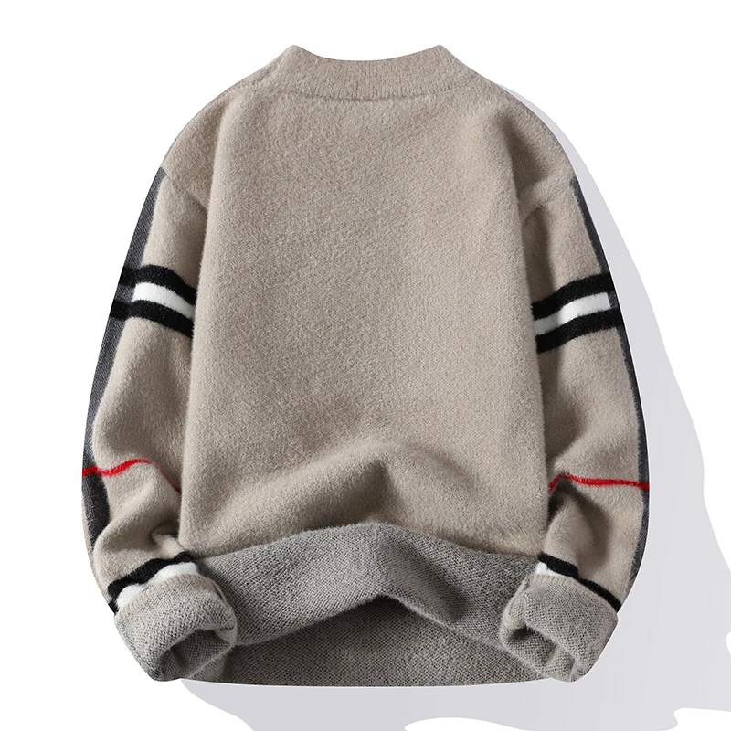 Herren reiner Nerz Kaschmir pullover Pullover Winter Herren warmer und modischer locker sitzender Langarm pullover Fleece pullover