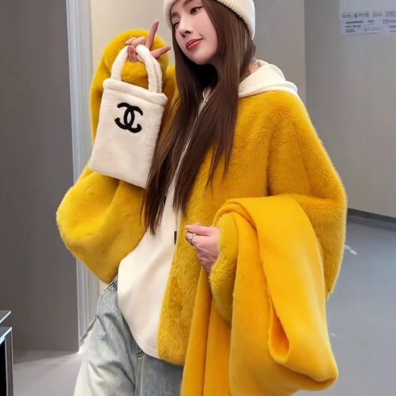 Damenmodelle, Fee, Winter, Herbst, Kunstpelz, V-Ausschnitt, Senior, einfach, locker, Freizeit, bequem, brandneue Elemente, Harajuku, vielseitig