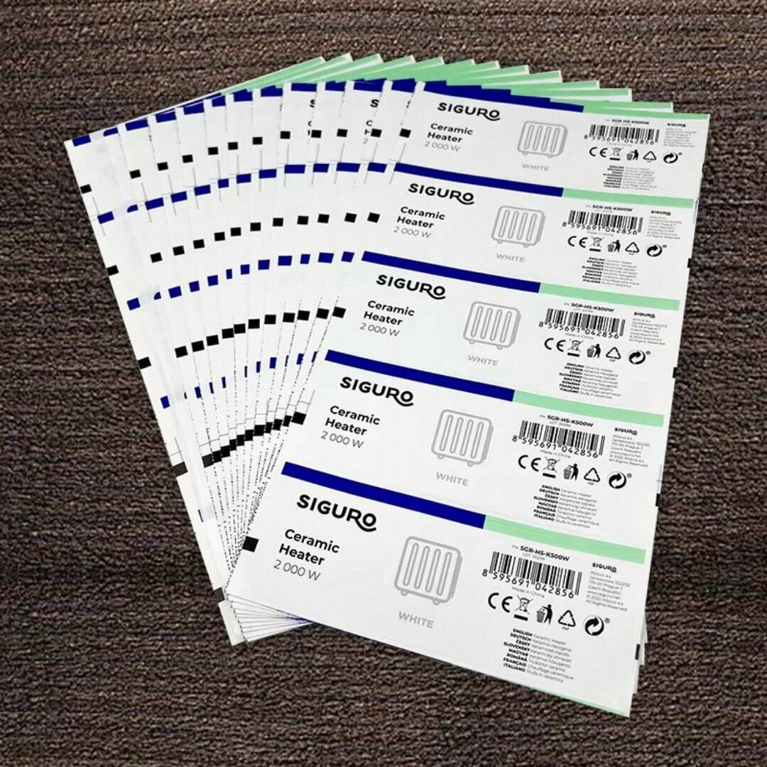 100-500 ชิ้นโลโก้ที่กําหนดเองฟิล์มเคลือบเงาสติกเกอร์กระดาษสีขาวออกแบบสติกเกอร์ของคุณเองส่วนบุคคลสติกเกอร์ขวด