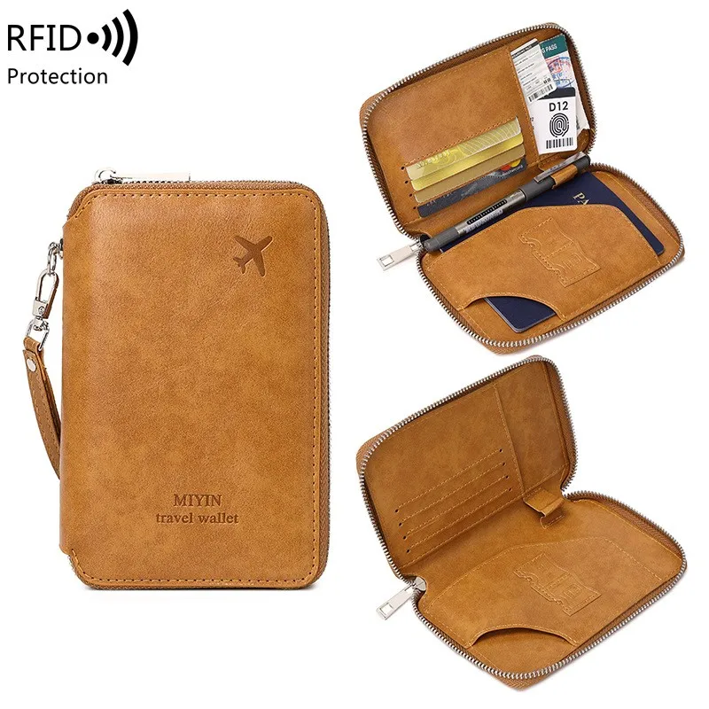 Minimalistyczne i modne etui na paszport RFID wielofunkcyjne akcesoria podróżne ze skóry PU etui na paszport etui na portfel unisex