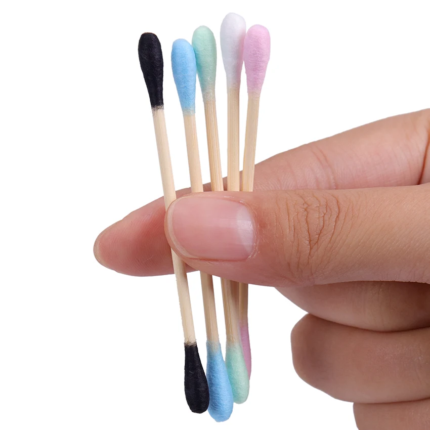 200 unids/caja hisopo de algodón de doble cabeza maquillaje de mujer palos de bambú de algodón limpieza de orejas herramienta de limpieza de cuidado de la salud