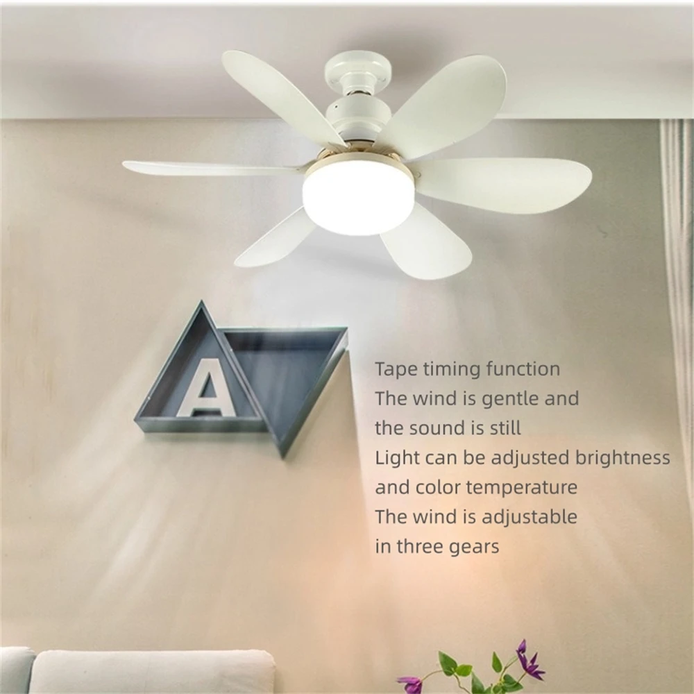 Ventilador de techo Led E27, luz regulable, temperatura de Color, montaje en techo moderno, Control remoto inteligente