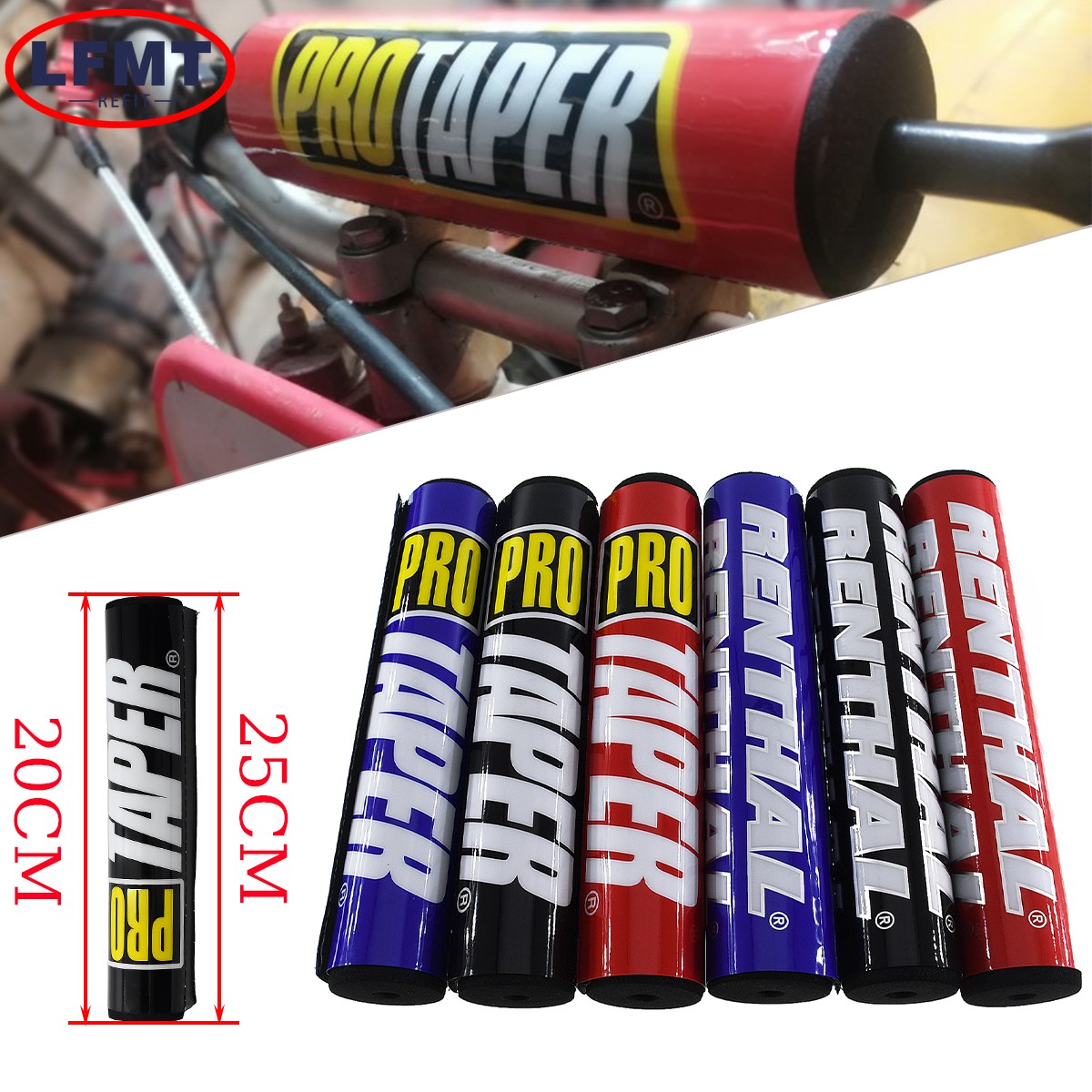 Universal Motocicleta Guiador Pads Motocross Pro Guiador, Crossbar para KTM, Honda, Yamaha, Kawasaki, Suzuki, ATV, Motocross, 7/8 ", 25 centímetros