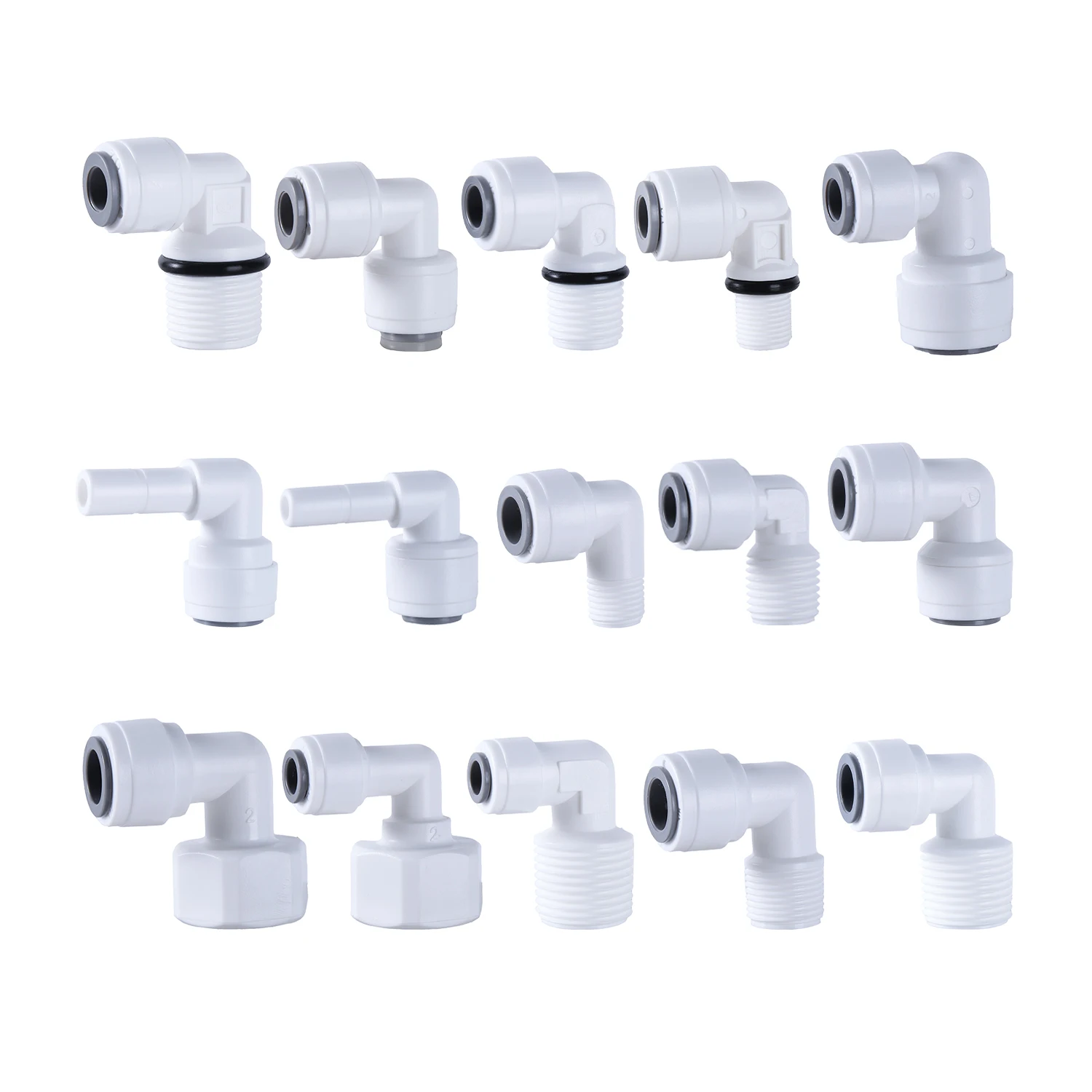 10 Uds codo RO accesorio de agua 90 grados rosca macho hembra 1/4 3/8 POM manguera acuario filtro de ajuste rápido piezas de ósmosis inversa
