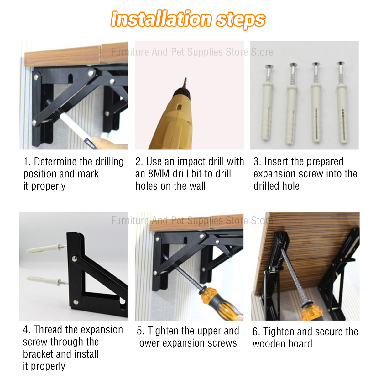 2pc Folding Shelf Brackets Heavy Duty Stainless Steel DIY Wall Mounted Collapsible Furniture Space Saving for Garage Workstation
