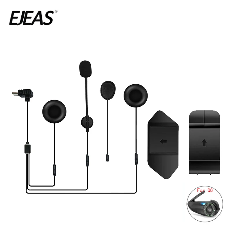 1 Juego de nuevo Clip de montaje, Base de cinta de doble cara, interfaz tipo C, auriculares para intercomunicador de casco de motocicleta EJEAS Q8