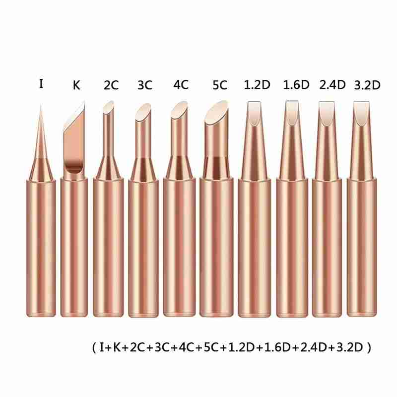 10 Stuks Soldeerbout Tip Zuiver Koper 900M Soldeerbout Hoofd Set Binnen Hot Blote Koperen Elektrische Soldeerbout lassen Gereedschap