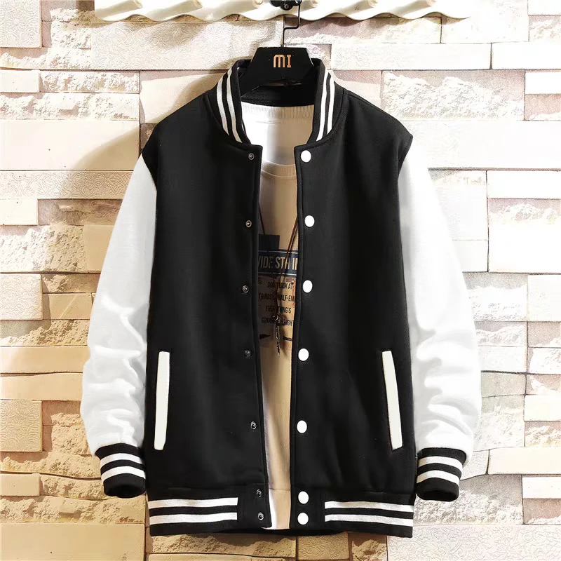 Preto cinza branco cor sólida jaqueta solta oversize S-5XL roupas das mulheres dos homens uniforme de beisebol casaco de rua lã quente jaquetas macias