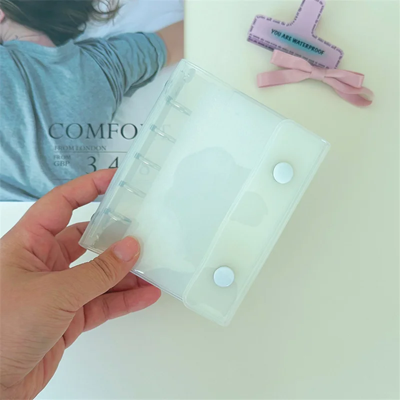 M5 Candy Color 5Holes Loose Leaf Ledger Cover Transparency PVC Notebook Loose leaf Shell Three Fold Mini Notebook