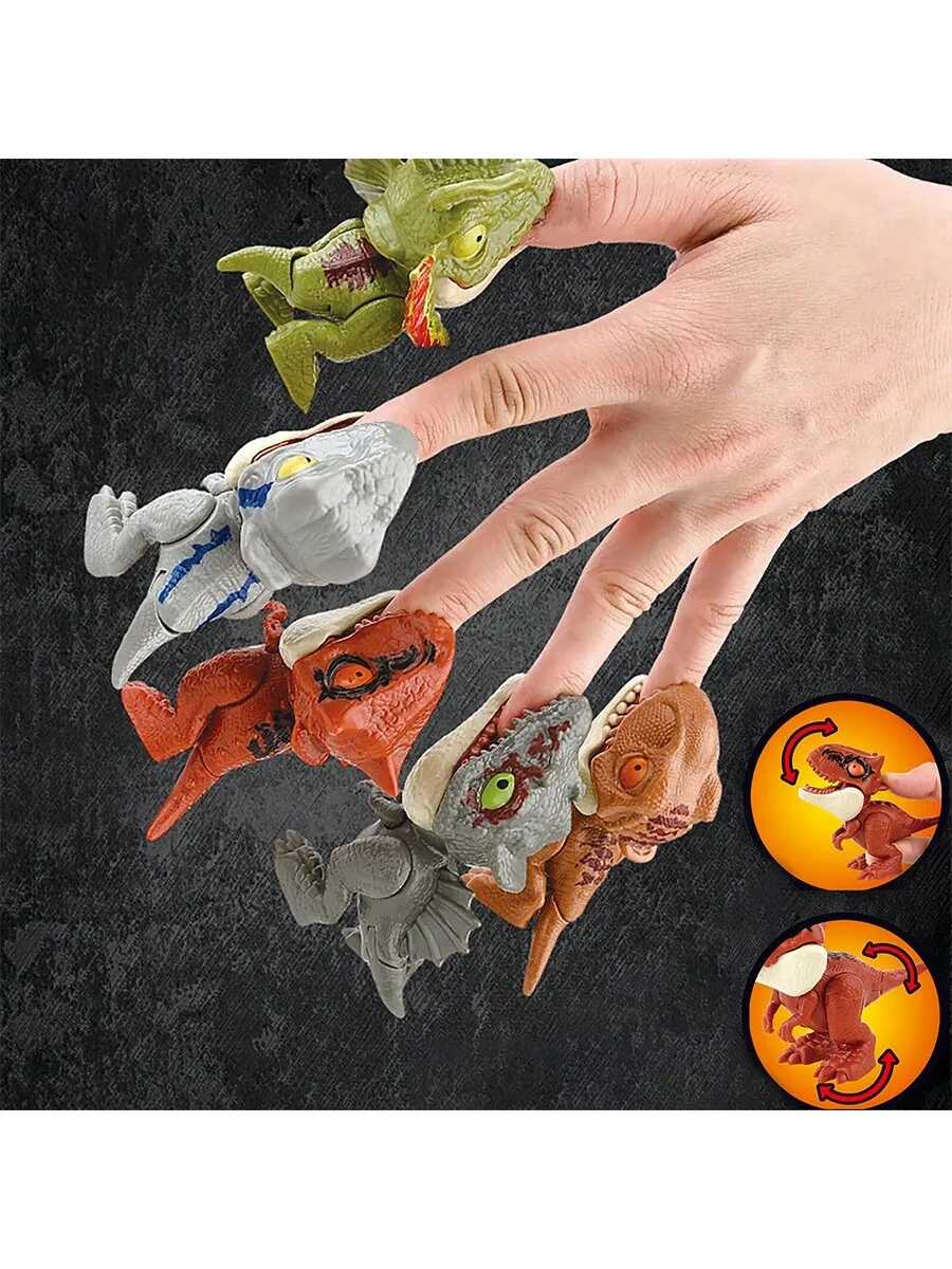 5&10PCS Biting Finger Dinosaurs Toy Collectibles for Display, Dinosaur Play and Snap On Figure Novelty Creative Theater Puppet