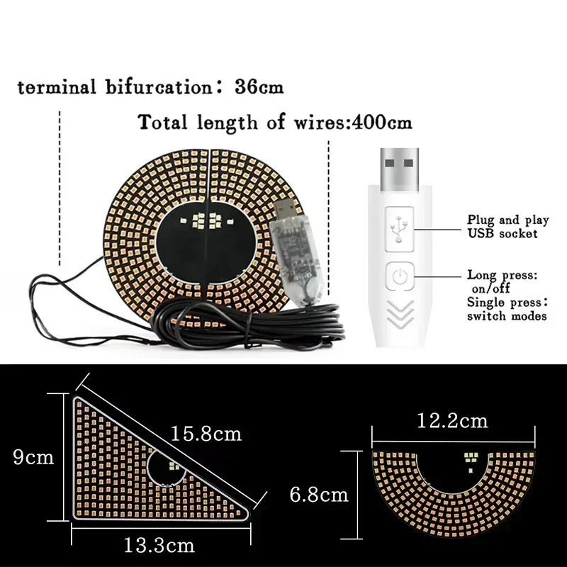 Devil‘s Eyes LED Light Warning Strobe Lights Vehicle Signal Lights Matrix Panel Light USB Plug-in Decorations for Car Windshield