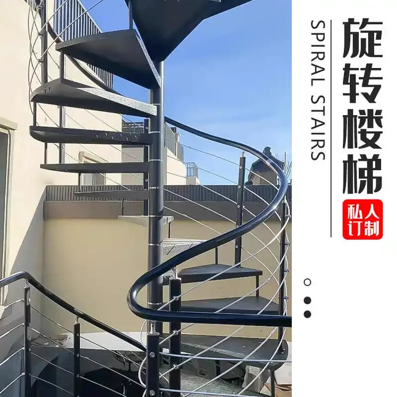 Escalera de fuego integrada giratoria para exteriores, protector solar para exteriores, antideslizante, escalera dúplex para ático a prueba de lluvia, mango personalizado