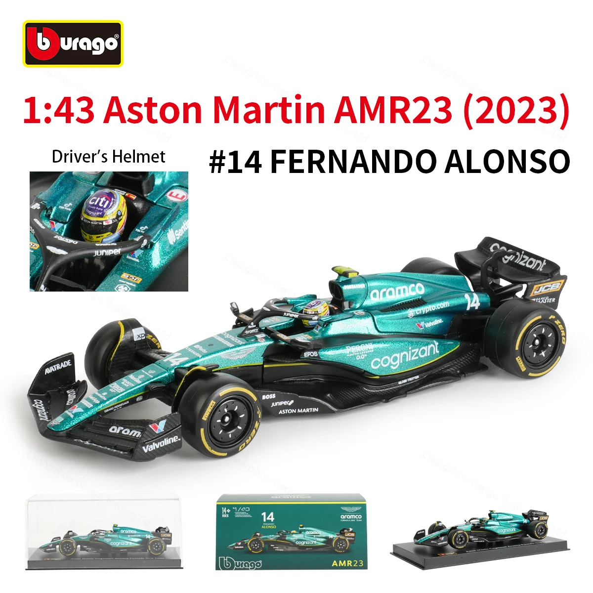 Bburago 1:43 Aston Martin 2023 F1 Racing AMR23 Литые модели транспортных средств Формула гоночный автомобиль игрушки акриловая коробка