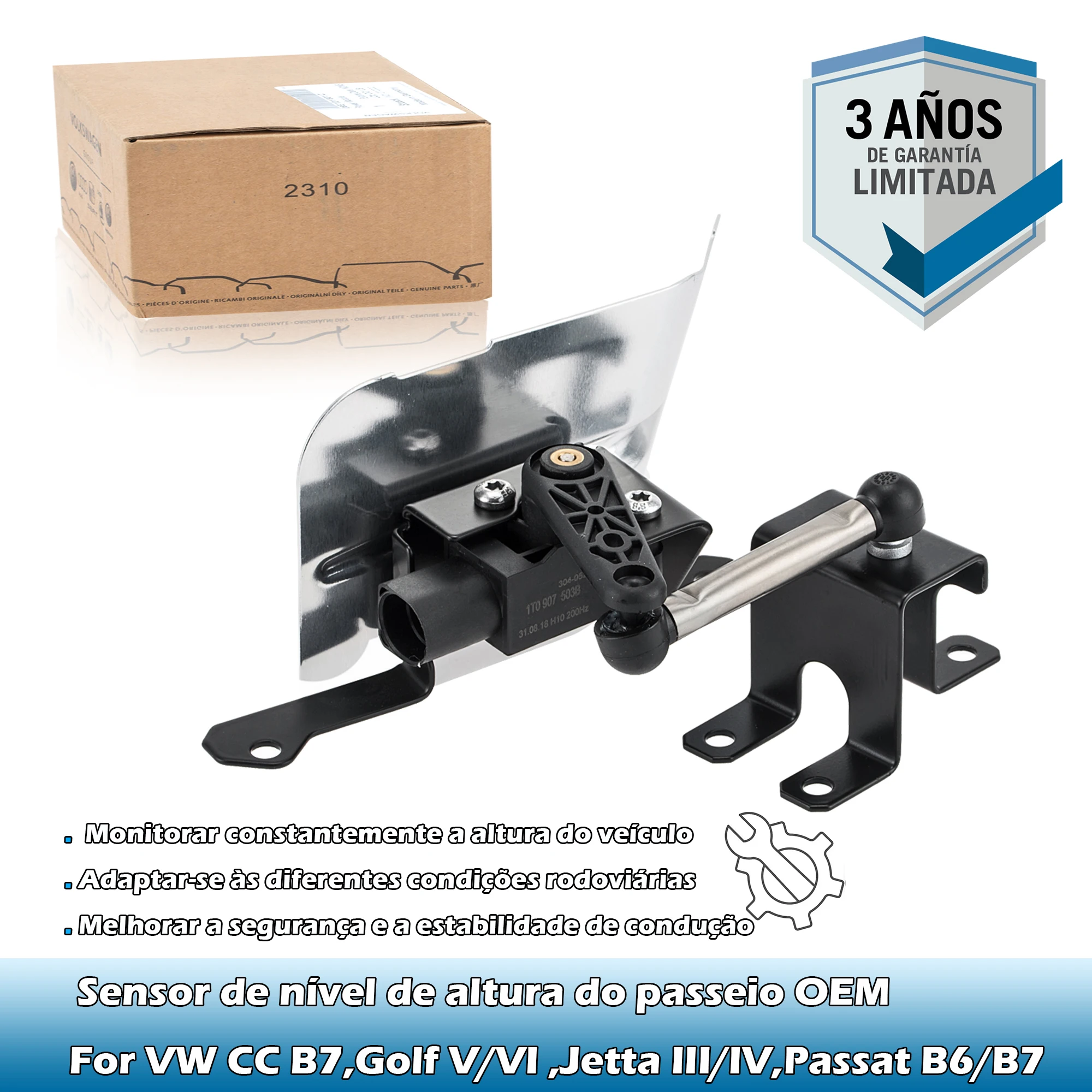 Sensor de nível 1K do farol do eixo traseiro OEM genuíno 0941273 D,1K 0941273 G/N, 1T 0907503 B Para VW CC B7, Golf, Jetta, Passat B6/ B7