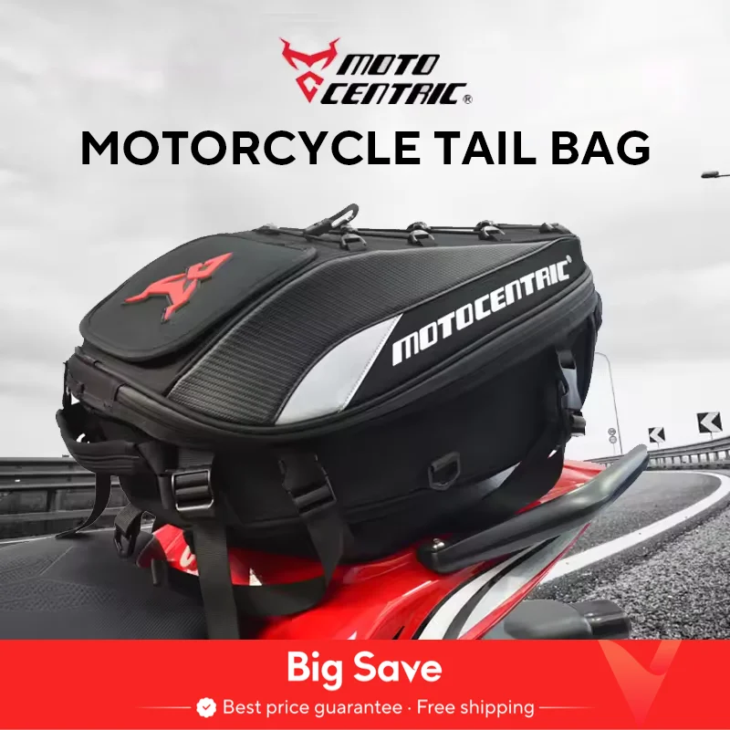 Borse per sedili posteriori per moto MOTOCENTRIC Borsa per coda impermeabile Borsa per sedile posteriore Borsa per casco da moto multifunzionale Zaino per motociclista
