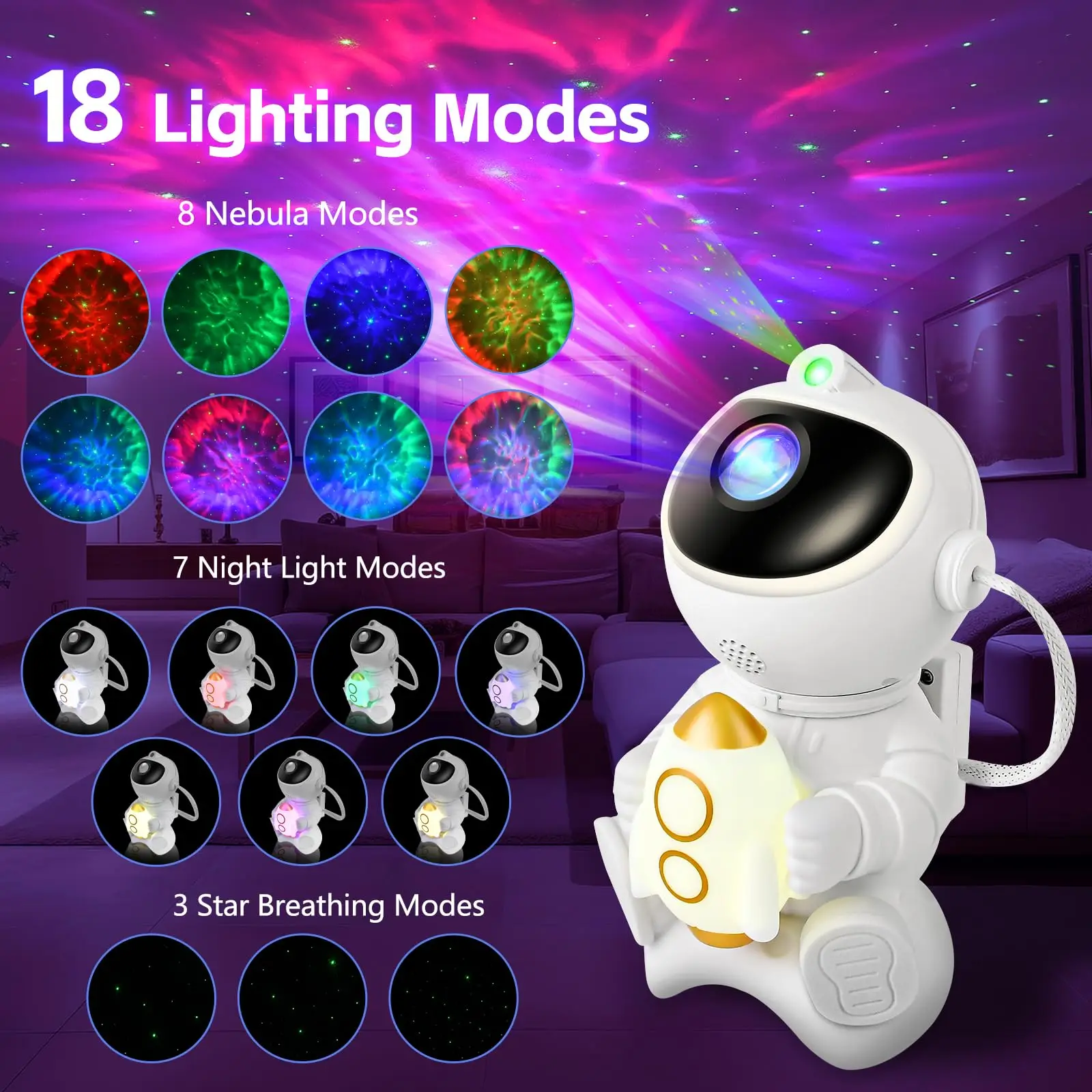 Astronaut LED Star Projector Nachtlampje Galaxy Projectoren Bluetooth Speaker voor Slaapkamer Kamer Decor Kindercadeau Sterrenhemel Lamp