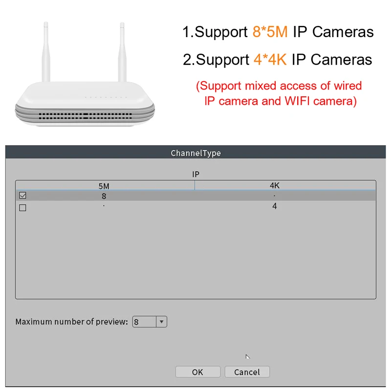 8-канальный сетевой видеорегистратор Wi-Fi NVR H.265 для беспроводной системы 3 МП/5 МП, поддержка распознавания лиц, TF-карта Solt Onvif ICsee APP