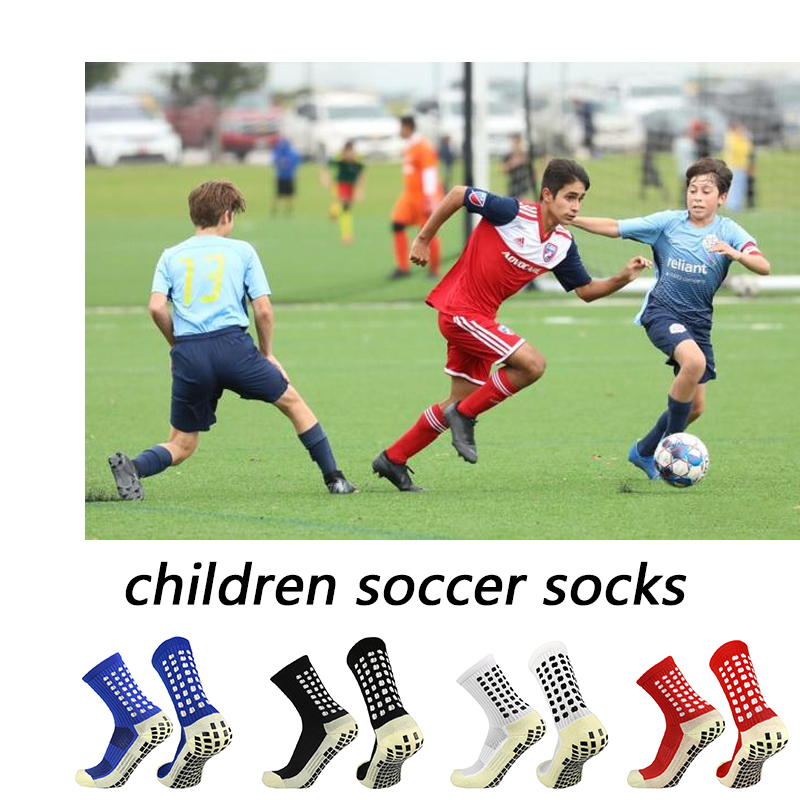 Nuevos calcetines de fútbol deportivos transpirables para niños calcetines de fútbol con agarre antideslizante de silicona cuadrada
