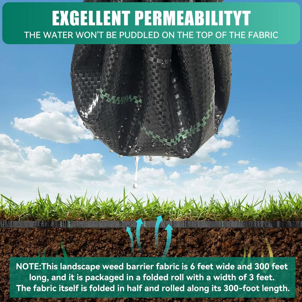 Heavy Duty Weed Barrier Landscape Fabric 6FTx300FT Gardening Driveway Geotextile Underlayment Soil Superior ControlCommercial