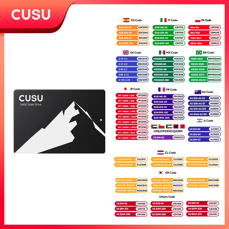CUSU SATA SSD 128gb 256gb 512gb 1tb 2tb SSD Disco duro SATA3 Disco de estado sólido para PC portátil de escritorio