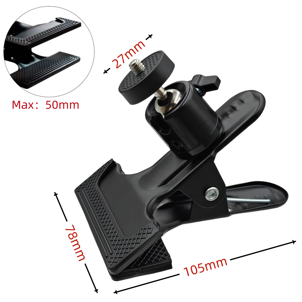 Metalen kogelkopklem met 1/4 "schroefgreep Clip Mount Camera Mobiele telefoonhouder Fotografieaccessoires voor fotostudio