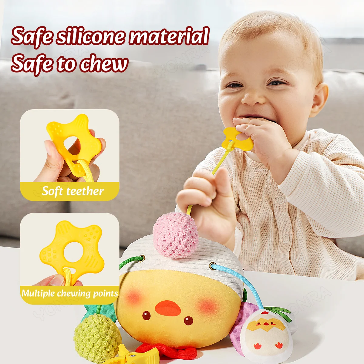 Plush Pull String Sensory ของเล่น Rattle Montessori ของเล่นสําหรับทารกเด็กวัยหัดเดินโทรศัพท์มือถือสําหรับเปลของขวัญวันเกิดของเล่นท่องเที่ยว