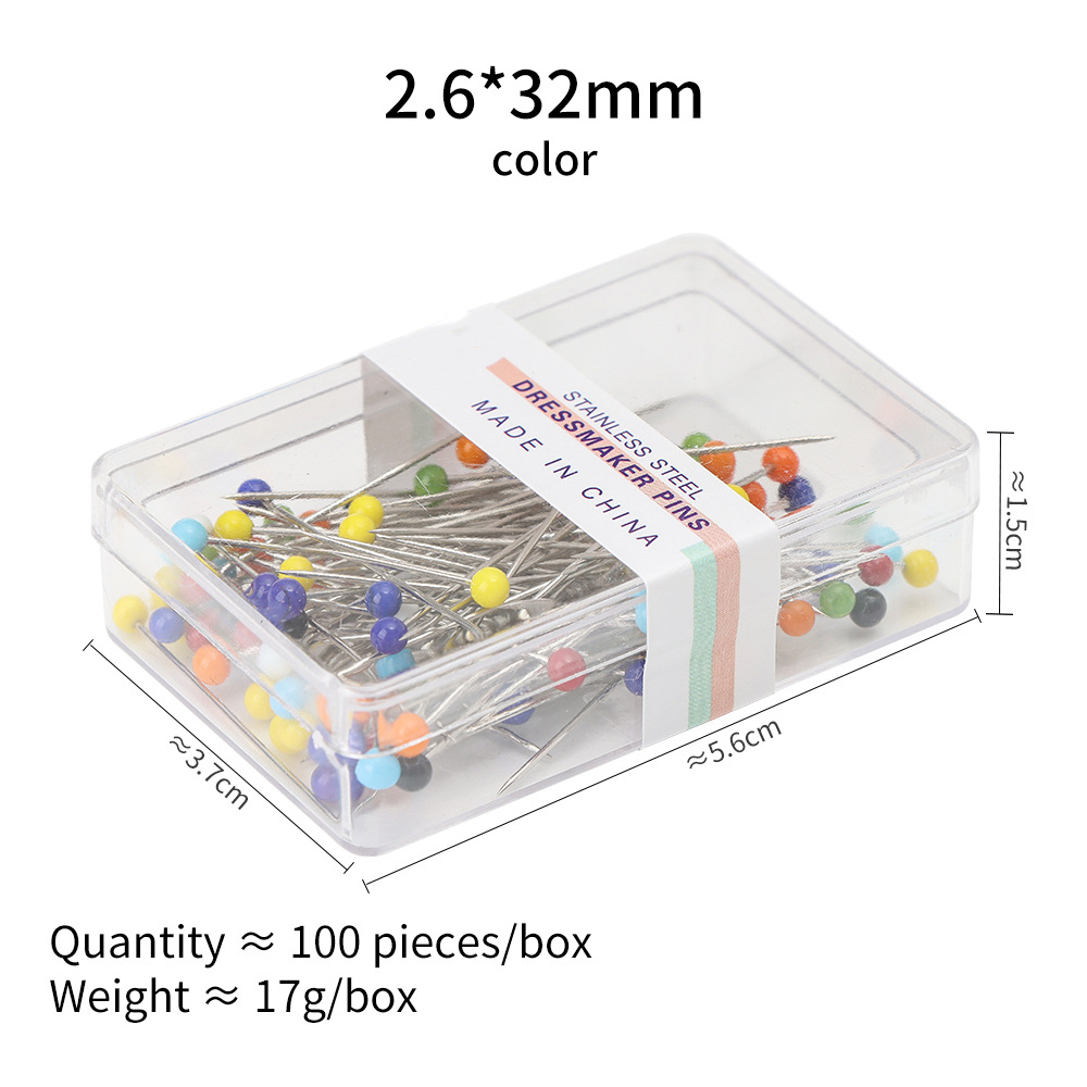 50/100 sztuk kolorowe okrągłe igły z główką perłową ścieg proste Push szpilki do szycia dla krawiectwa DIY narzędzie do szycia pozycjonowanie 32mm
