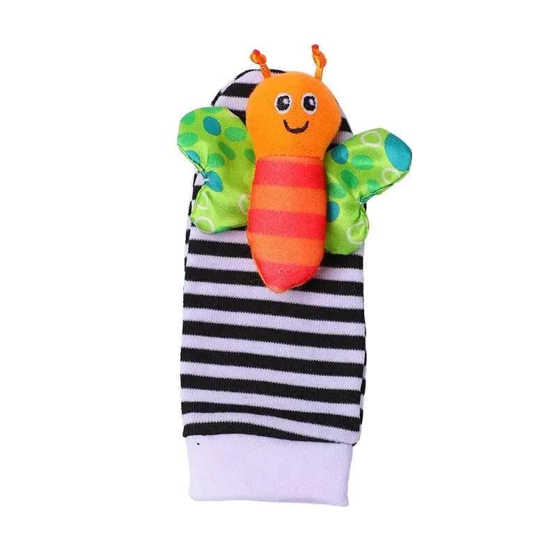 Sonajeros de juguete para bebé de 0 a 12 meses, calcetines de animales, correa para la muñeca + sonajero, calcetines para el pie del bebé, correa para la muñeca, calcetines para bebé, 4 Uds.