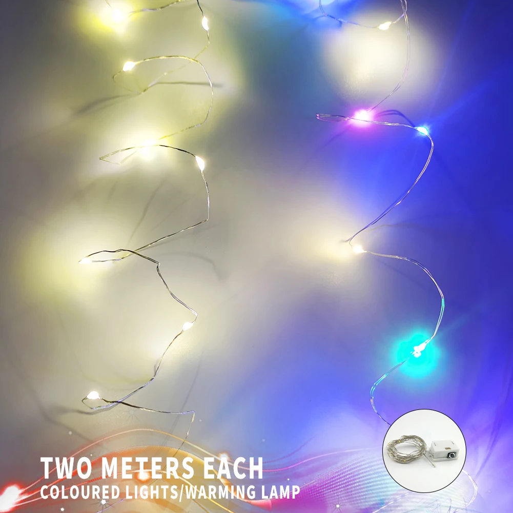 20 Stück DIY LED-Leuchten 2 m 20 LEDs 3 Modi Batterie Warmweiß Multi-String-Beleuchtung Geburtstage Weihnachtsgeschenk Dekorationen für den Urlaub