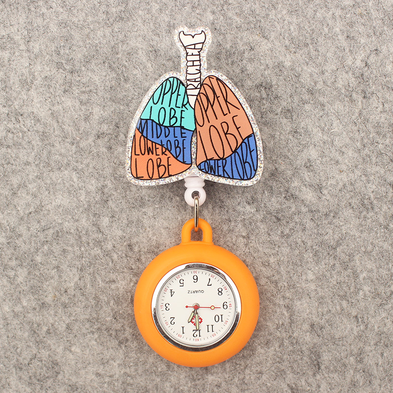 Reloj de bolsillo retráctil con Clip para hombre y mujer, reloj de bolsillo elástico, estilo cardíaco, Salud de dibujos animados