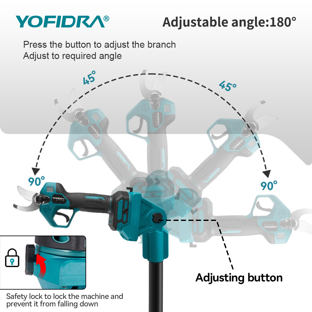 YOFIDRA Brushless Electric Chainsaw Telescoping Pole 3IN1 High Branch Saw Woodworking Pruning Power Tool For Makita Battery Pin