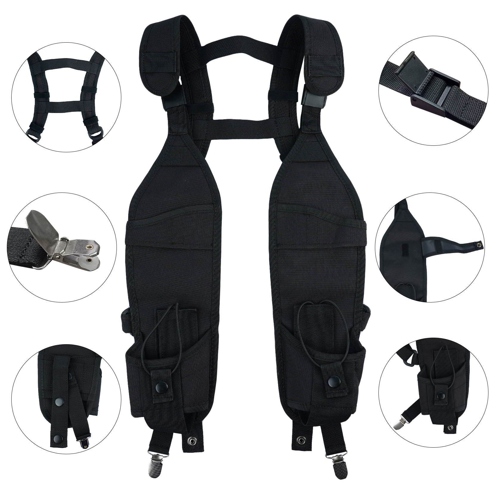 Funda de hombro de Radio doble Universal, soporte de Radio bidireccional con Clip para cinturón, arnés de Radio sin estilo de pecho para BaoFeng,Motorola