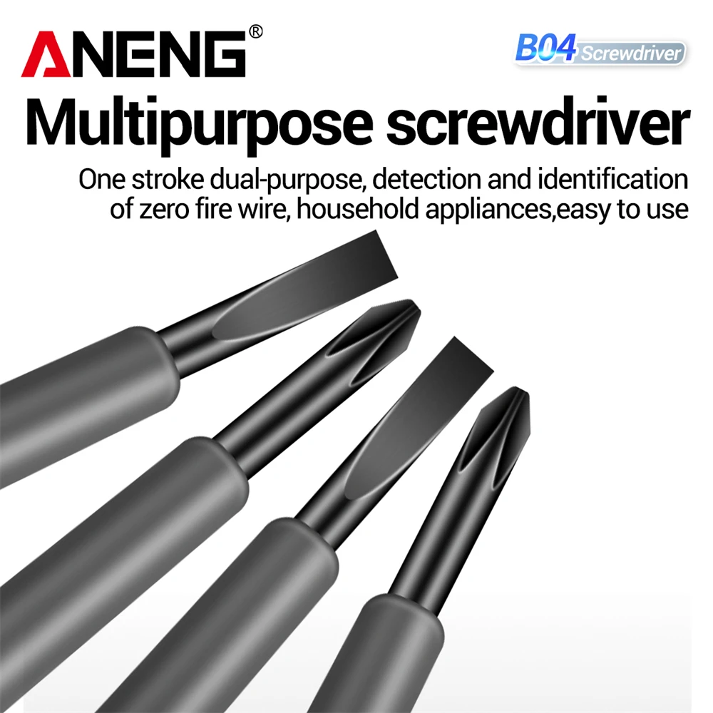 ANENG B04 Slotted/Phillips ไขควงหลอดนีออนตัวบ่งชี้ Non-Contact ฉนวนเครื่องทดสอบช่างไฟฟ้าเครื่องตรวจจับกระเป๋าปากกาเครื่องมือ