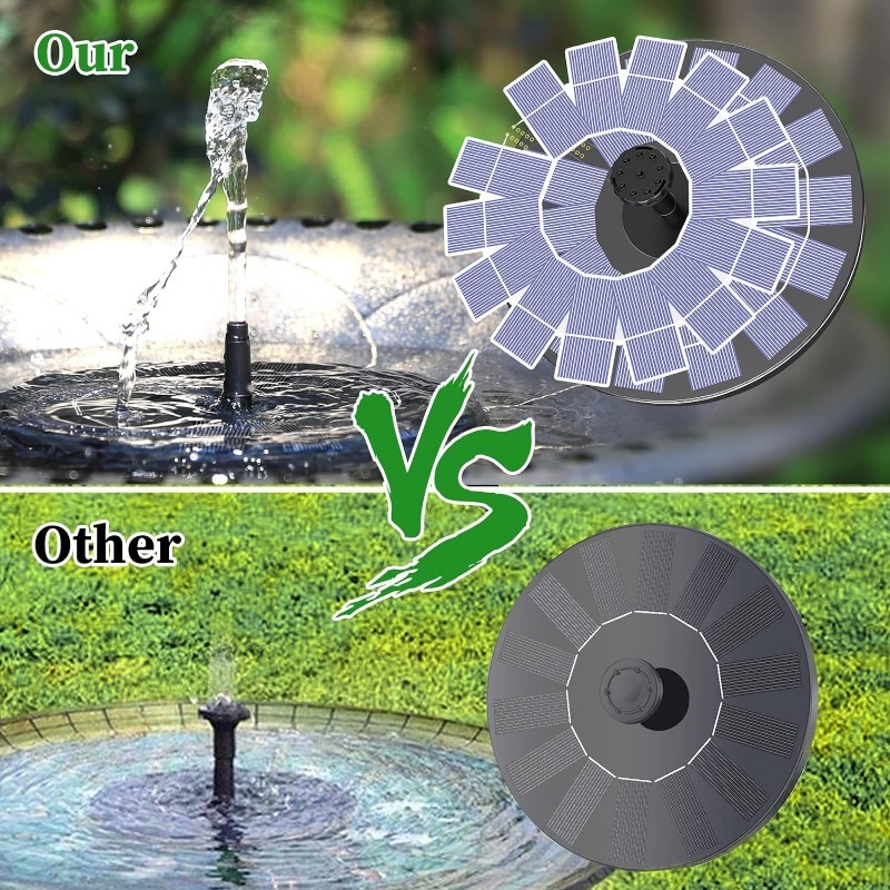 1 W/1,5 W/2,5 W Solarbrunnen für den Außenbereich, geeignet für Gartenteich, Solarbrunnenpumpen-Set mit 6 Düsen für Gartendekoration