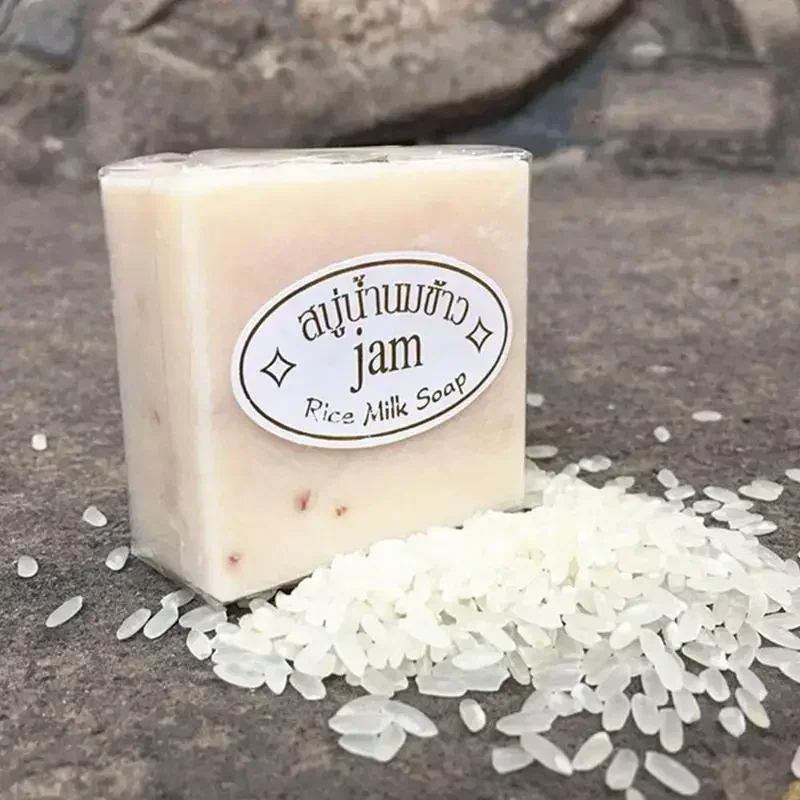 2 uds jabón de leche tailandés jabón de leche hecho a mano de alta calidad jabón de arroz ​ Jabones hidratantes con leche nutritiva Jabón de limpieza para caras corporales