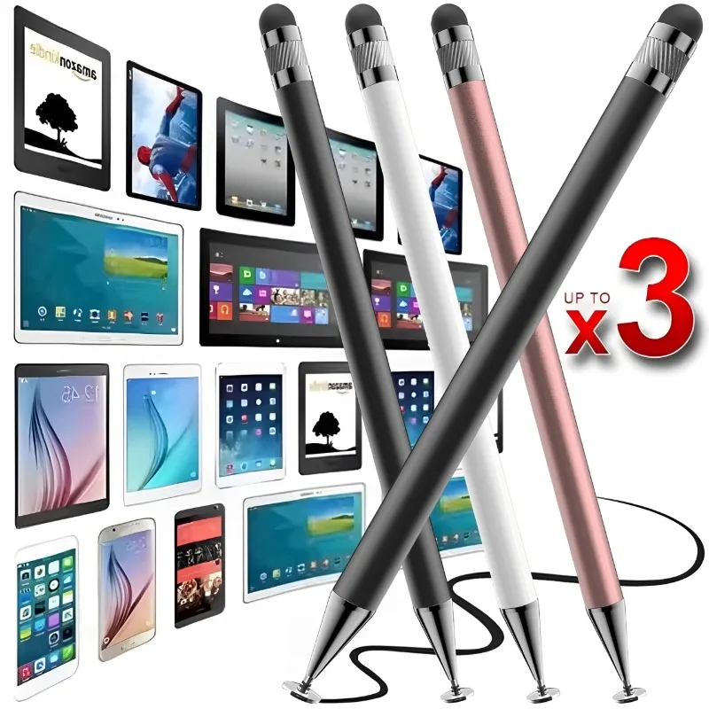 1-3 uds tableta inteligente teléfono Universal 2 en 1 lápiz óptico capacitivo bolígrafos de dibujo para iPhone/Android todas las pantallas táctiles capacitivas