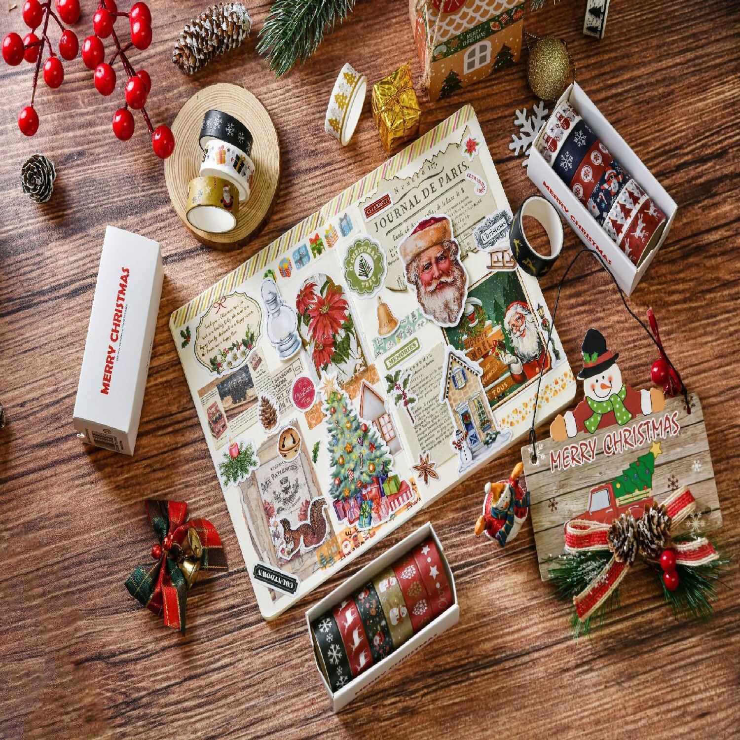 5Style 6Roll/box Creative Christmas washi handbook tape set cartoon DIY lace material decorative handbook stickers tape